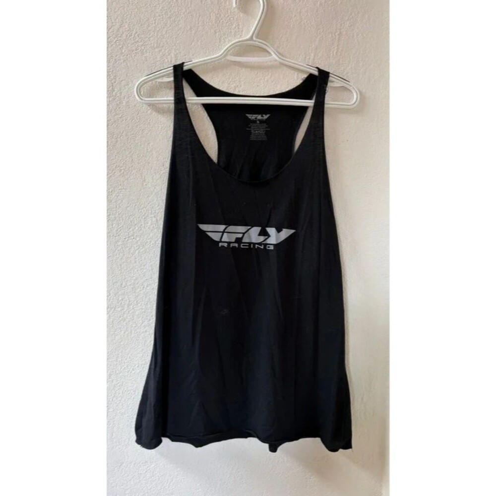 FLY Racing Black Racerback Tank Top Silver Logo Motocross Women's XL